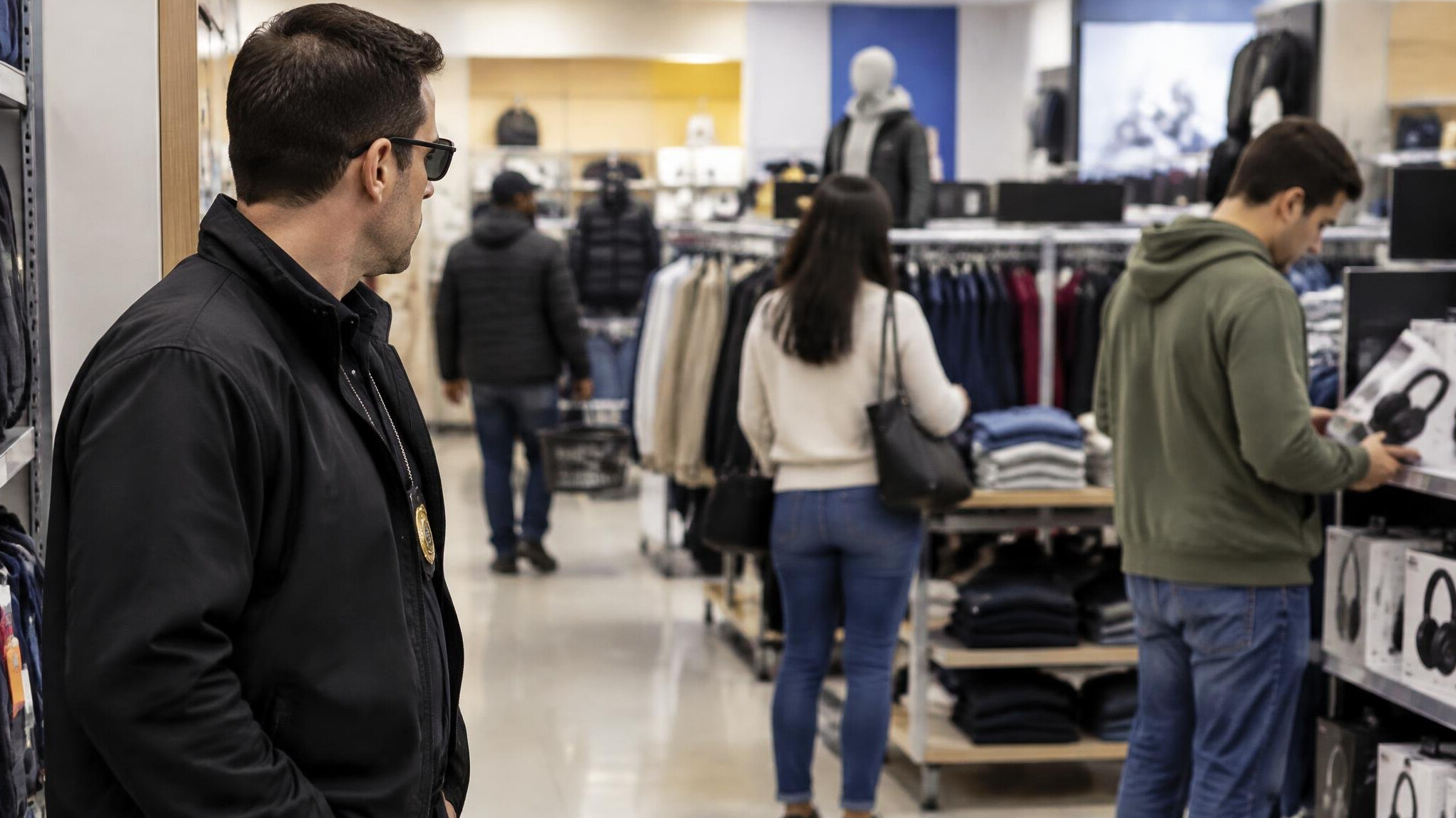 store detective watching customers